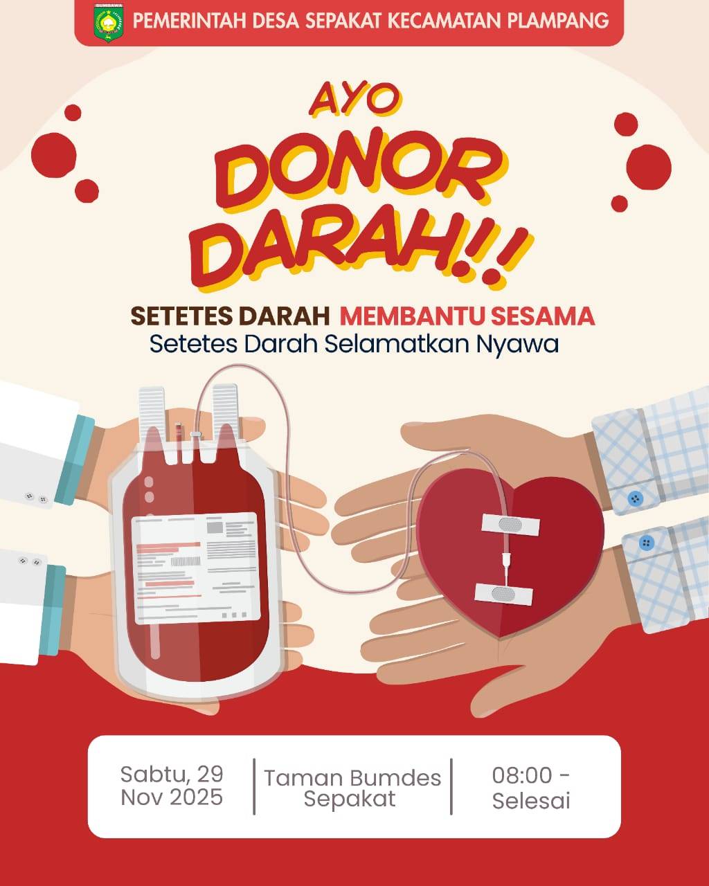 Donor Darah Bersama Pemerintah Desa Sepakat Kecamatan Plampang.